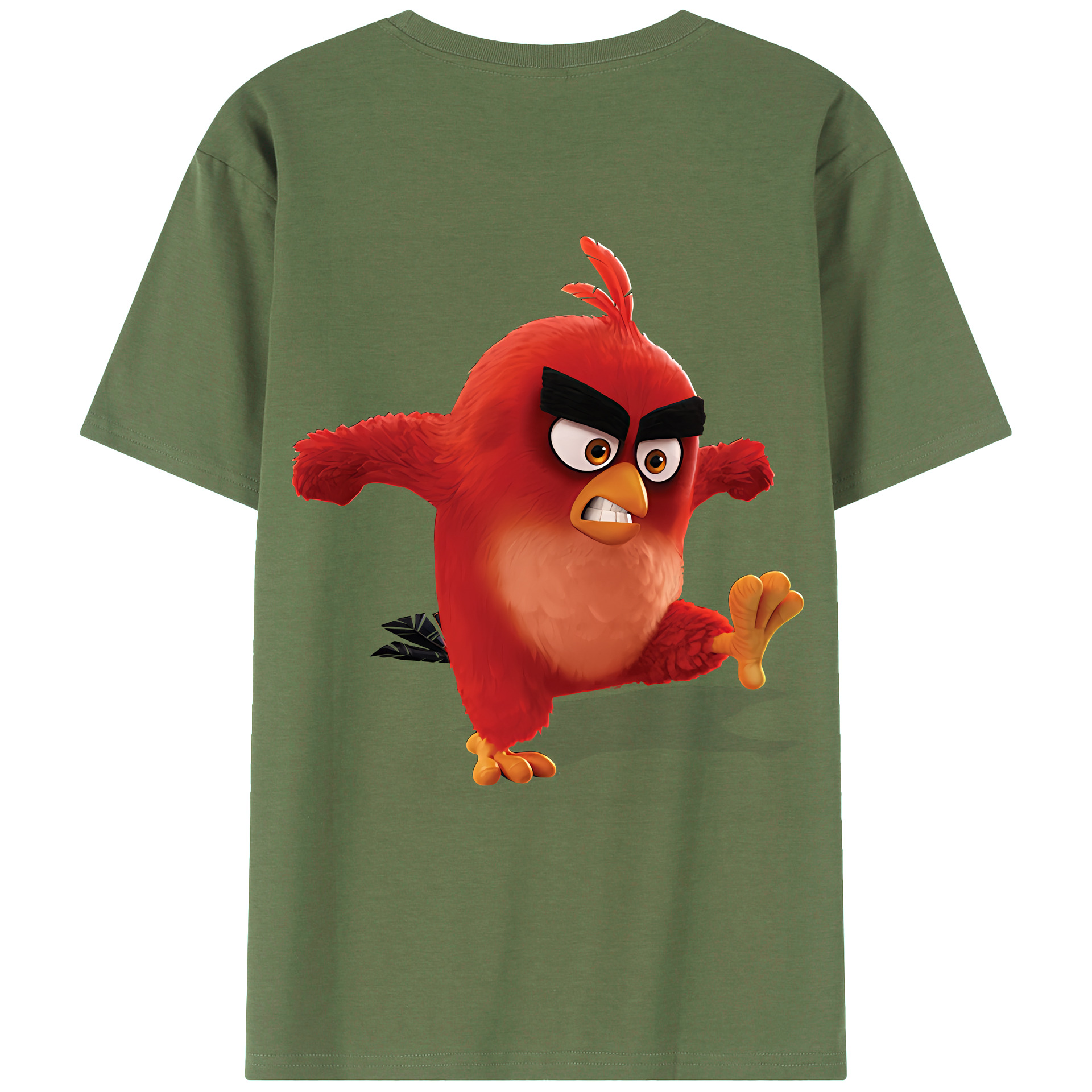 （画像用） Angry Birds アングリーバード 綿100％ メンズ半袖Tシャツ（バックプリント） 通気性